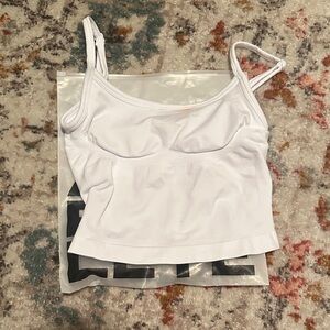 Alphalete White Ribbed Cropped Cami